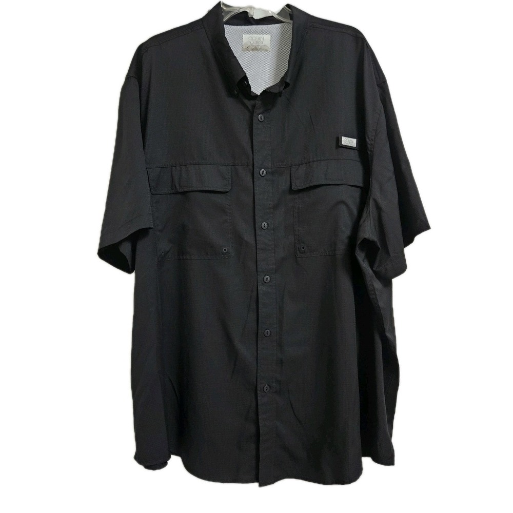Ocean + Coast Fishing Shirt Mens 3X Black Short Sleeve Ventilated Performance